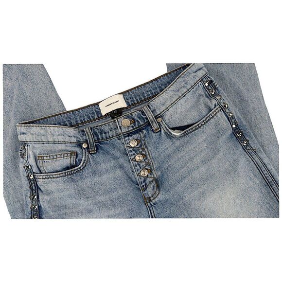 Current/Elliott 'The Zig Zag Fling' Studded Denim Blue Jeans – Size 27 - ($278) - Picture 4 of 8